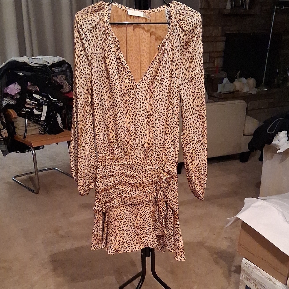 Ramy Brook Animal Print Long Sleeve Dress